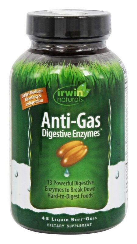 Enzimas Digestivas Anti-Gás - 45 Softgels anteriormente completos- Spectrum Enzimas digestivas diárias Irwin Naturals