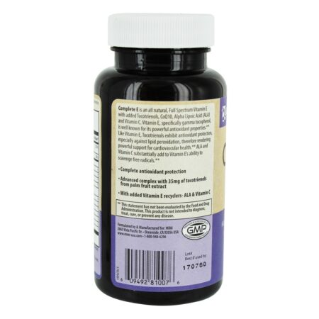 Completar E Completo Spectrum Vitamina E com Gama Tocoferol & Tocotrienol - 60 Softgels MRM - Image 3