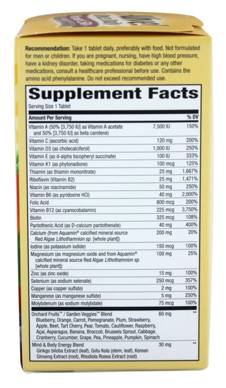 Alive para Mulheres de 50+ Anos Multivitamínico & Energizador Integral Um Por Dia Ultra Potência - 60 Tablets Nature's Way - Image 3