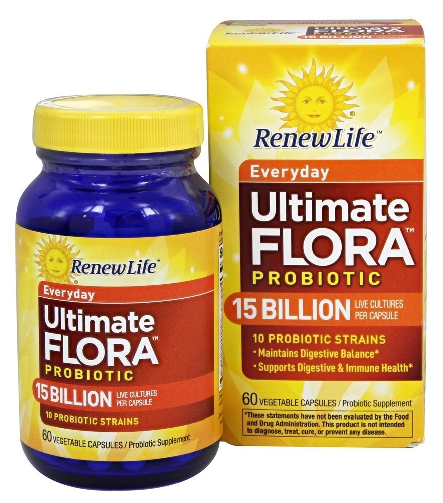 Ultimate Flora Probiótico Diário Para Adultos 15 Bilhões de UFC - Cápsulas 60 Renew Life