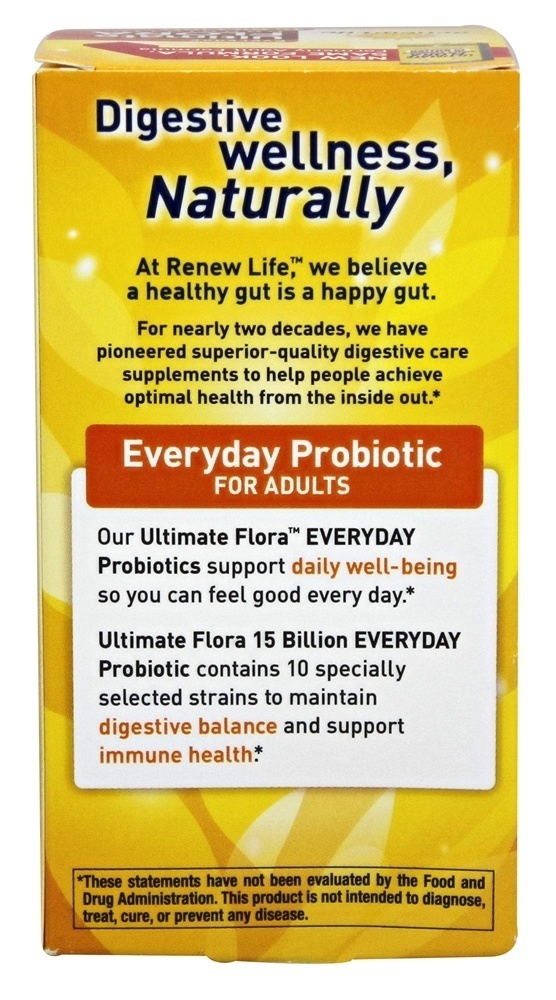 Ultimate Flora Probiótico Diário Para Adultos 15 Bilhões de UFC - Cápsulas 60 Renew Life - Imagem 3