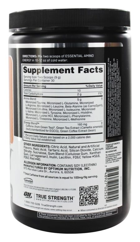 AmiN.O Essencial. Refrigerador de Laranja de Energia - 9.5 oz. Optimum Nutrition - Image 2