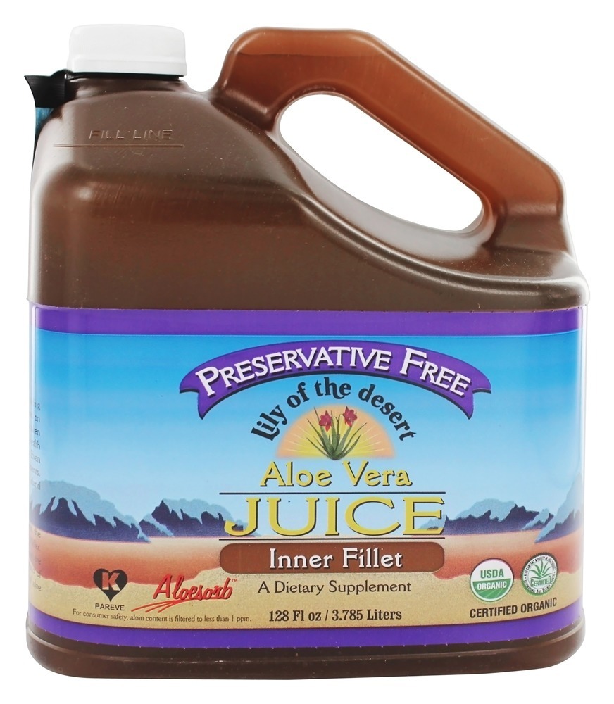 Conservante de filé interno de suco orgânico de aloe vera sem conservantes - 128 fl. oz. Lily Of The Desert