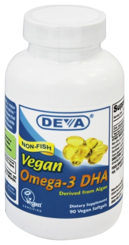 Vegan Omega - 3 DHA Não-peixe derivados de algas - 90 Cápsulas Vegetarianas Deva Nutrition