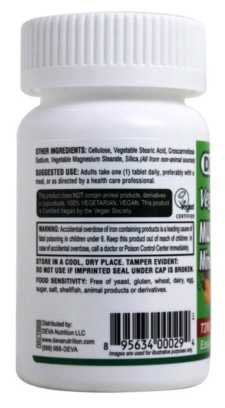 Vegan Multivitamínico e Suplemento Mineral Comprimidos Minúsculos - 90 Tablets Deva Nutrition - Image 3