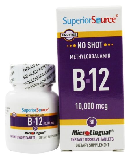 Sem Tiro B12 Metilcobalamina Extra Força Instantâneo Dissolver 10000 mcg. - 30 Tablets Superior Source