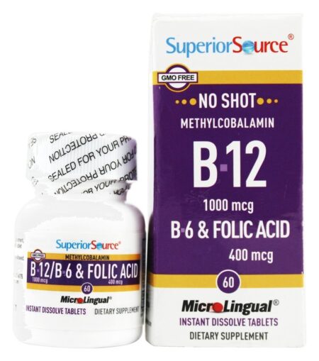 B12 Metilcobalamina 1000 mcg Com B6 & Ácido Fólico 400 mcg. - 60 Tablets Superior Source