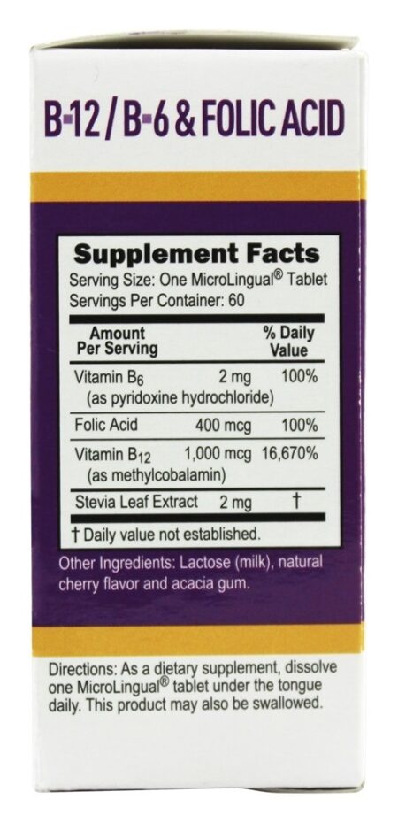 B12 Metilcobalamina 1000 mcg Com B6 & Ácido Fólico 400 mcg. - 60 Tablets Superior Source - Image 2