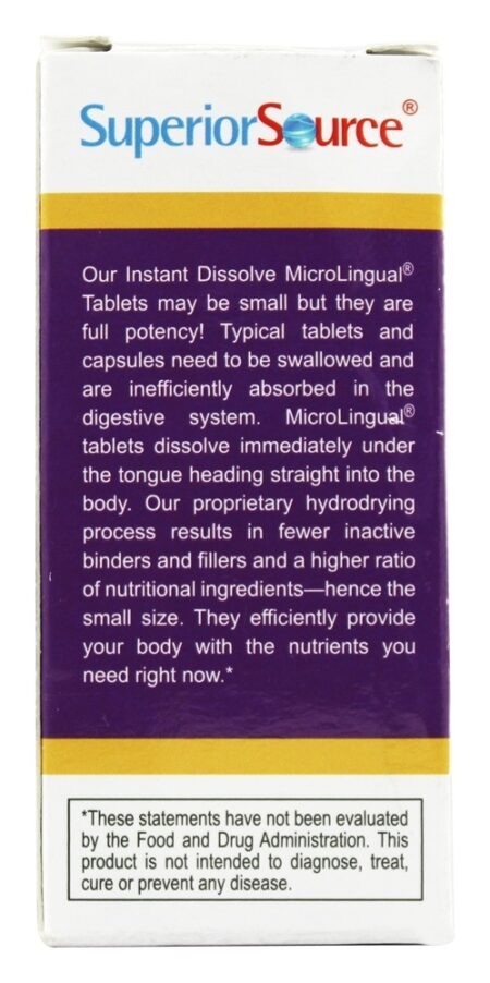 B12 Metilcobalamina 1000 mcg Com B6 & Ácido Fólico 400 mcg. - 60 Tablets Superior Source - Image 3