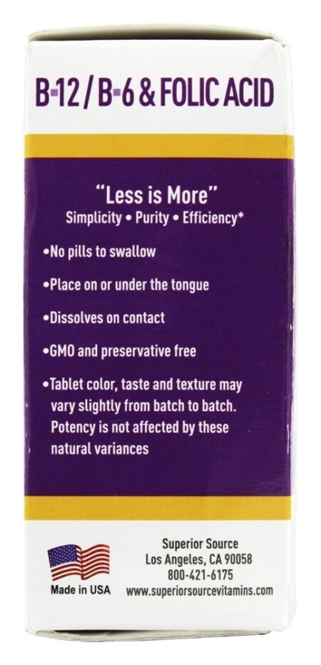 B12 Metilcobalamina 1000 mcg Com B6 & Ácido Fólico 400 mcg. - 60 Tablets Superior Source - Image 4