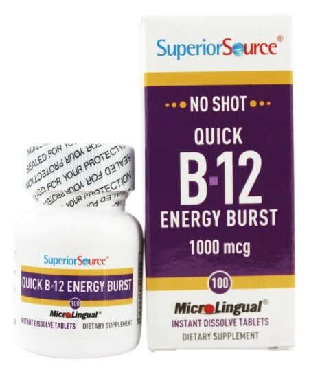 Sem Disparo B12 Queda Rápida de Energia Instantâneo Dissolver 1000 mcg. - 100 Tablet (s) Superior Source