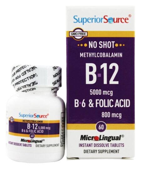 B12 Metilcobalamina 5000 mcg. Com B6 e Ácido Fólico 800 mcg. - 60 Tablets Superior Source