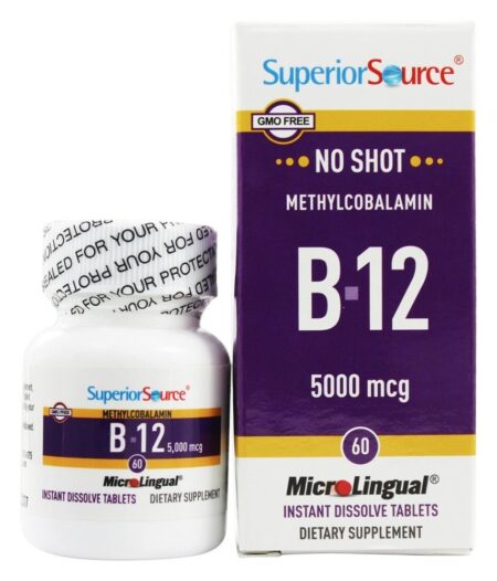 Sem Tiro B12 Metilcobalamina Instantâneo Dissolver 5000 mcg. - 60 Tablets Superior Source