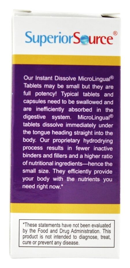 Sem Tiro B12 Metilcobalamina Instantâneo Dissolver 5000 mcg. - 60 Tablets Superior Source - Image 3