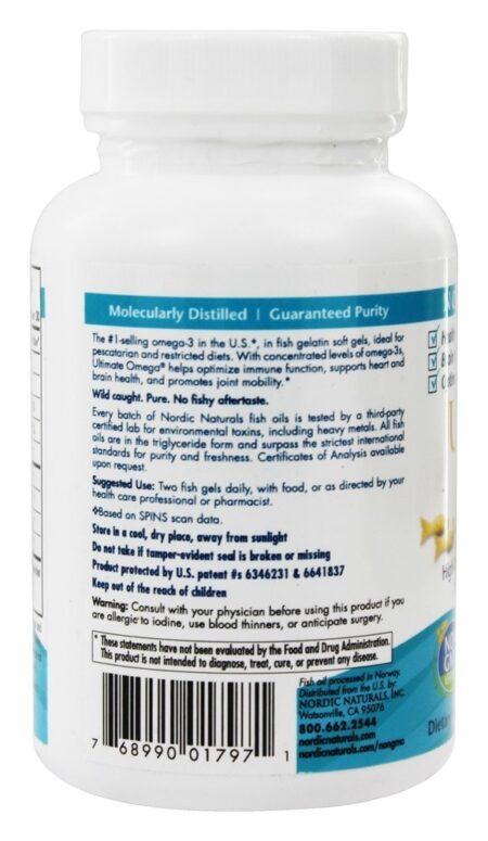 Ultimate Omega Cápsulas de Gelatina de Peixe Sabor Limão - 60 Softgels Nordic Naturals - Image 3