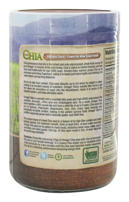 Omega - 3 Semente de Chia Superfood - 1 lb. Greens Plus - Image 2