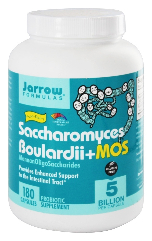 Saccharomyces Boulardii + Suplemento Probiótico MOS 5 Bilhões de UFC - Cápsulas vegetarianas 180 Jarrow Formulas