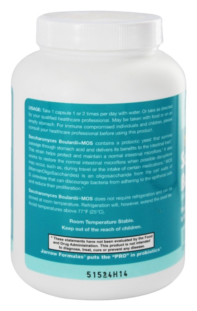 Saccharomyces Boulardii + Suplemento Probiótico MOS 5 Bilhões de UFC - Cápsulas vegetarianas 180 Jarrow Formulas - Imagem 3