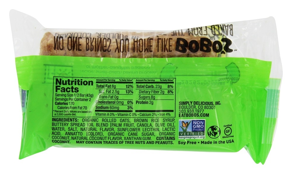 Todos os Natural Bar coco - 3 oz. Bobo's Oat Bars - Imagem 2
