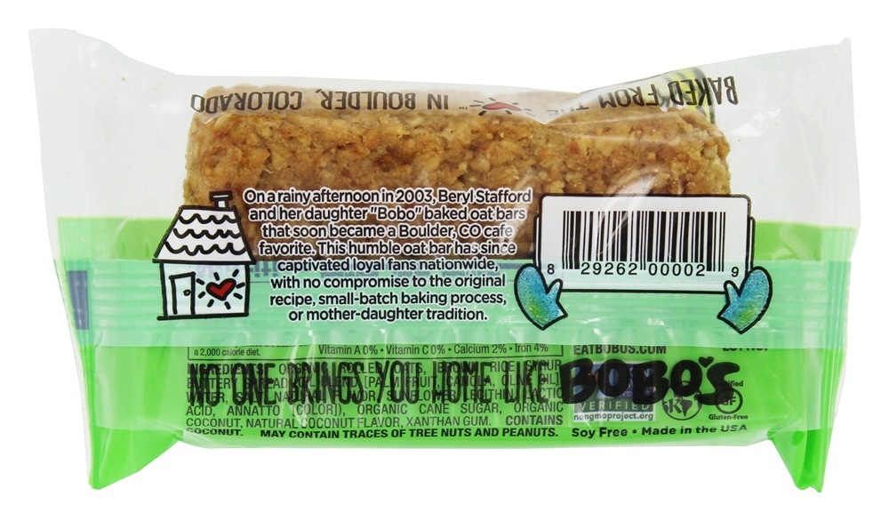 Todos os Natural Bar coco - 3 oz. Bobo's Oat Bars - Imagem 3