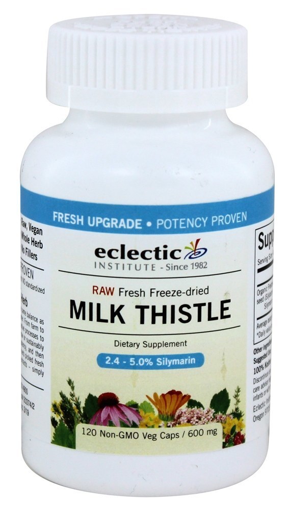 Refeição de Semente de Cardo de Leite Fresca Congelada Seca 600 mg. - Cápsulas vegetarianas 120 Eclectic Institute