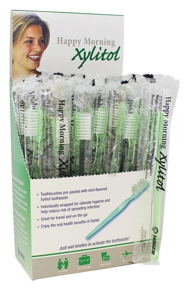 Toothbrushes descartáveis felizes da manhã Xylitol - 50 Pacote (s) Hager Pharma