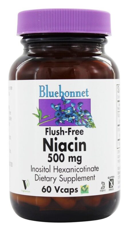 Niacina Flush-Free 500 mg. - Cápsulas vegetarianas 60 Bluebonnet Nutrition