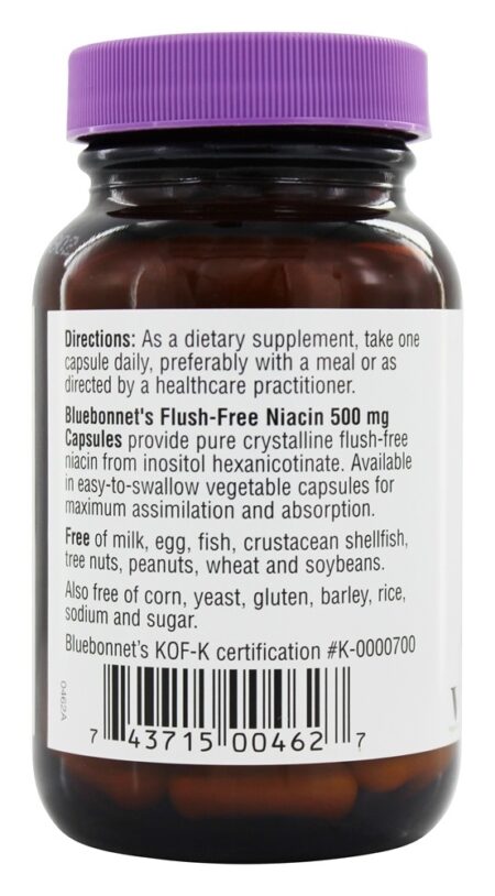 Niacina Flush-Free 500 mg. - Cápsulas vegetarianas 60 Bluebonnet Nutrition - Image 3