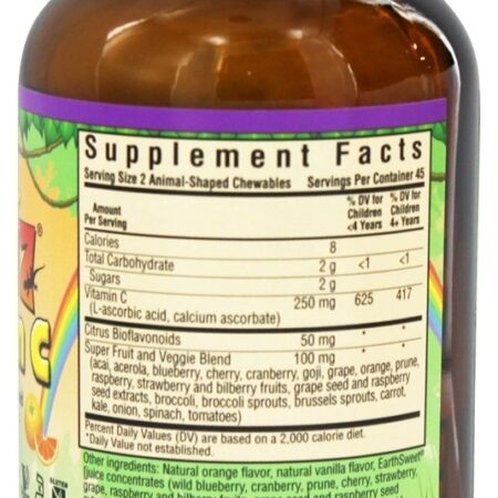 Animalz Vitamina C Sabor Natural De Laranja - 90 Mastigáveis Bluebonnet Nutrition - Imagem 2