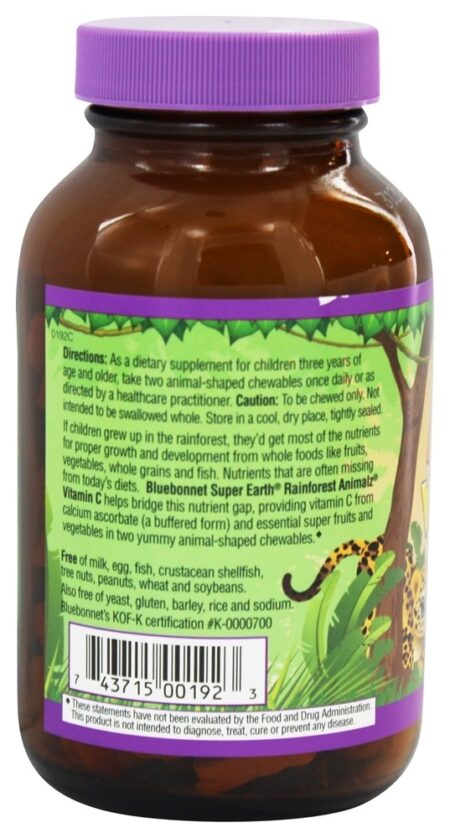 Animalz Vitamina C Sabor Natural De Laranja - 90 Mastigáveis Bluebonnet Nutrition - Image 3