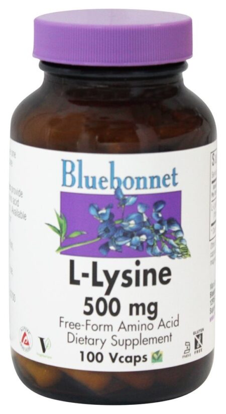 L Lisina Aminoácido de Forma Livre 500 mg. - Cápsulas vegetarianas 100 Bluebonnet Nutrition