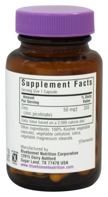 Picolinato de Zinco 50 mg. - Cápsulas vegetarianas 50 Bluebonnet Nutrition - Image 2