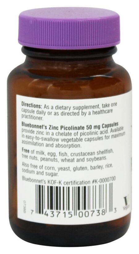 Picolinato de Zinco 50 mg. - Cápsulas vegetarianas 50 Bluebonnet Nutrition - Image 3