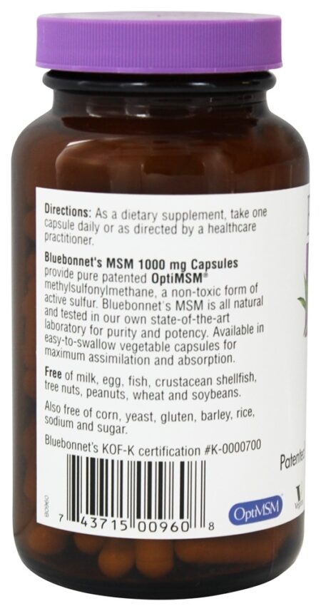 MSM Patenteado Metilsulfonilmetano Sulphur 1000 mg. - Cápsulas vegetarianas 120 Bluebonnet Nutrition - Image 3