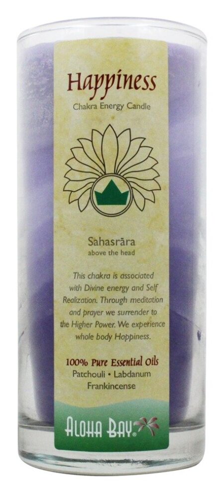 Chakra Energia Vela Jarra Felicidade - 11 oz. Aloha Bay