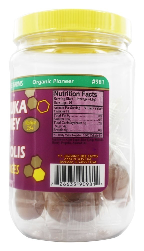 Mel de Manuka e Lozenges de Própolis - 20 Pastilhas YS Organic Bee Farms - Imagem 2