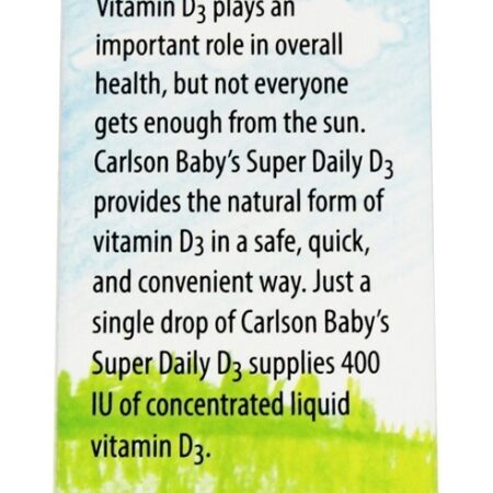 Super Daily D3 Para Bebês 400 UI - 0.35 fl. oz. Carlson Labs - Imagem 4