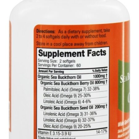 Omega-7 Completo Mistura de Óleo de Espinheiro Marítimo 500 mg. - 120 Softgels Seabuck Wonders - Imagem 2
