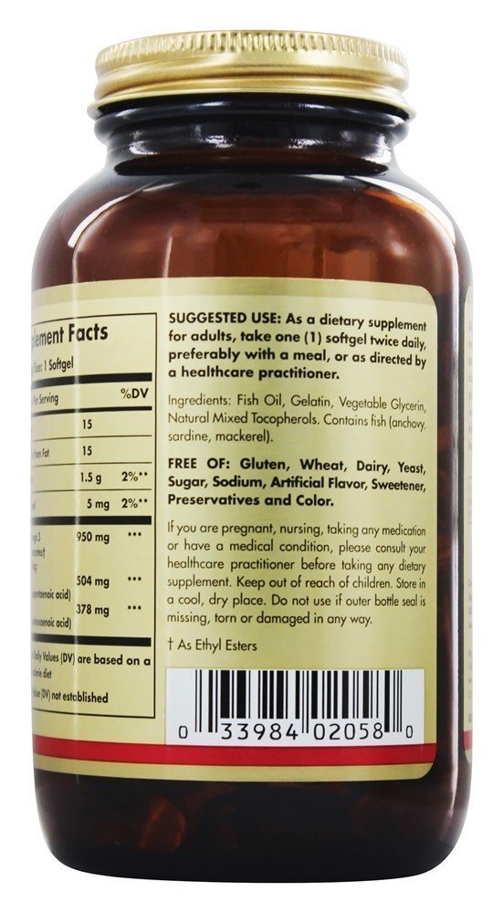 Omega-3 EPA & DHA Potência Tripla 950 mg. - 100 Softgels Solgar - Imagem 3