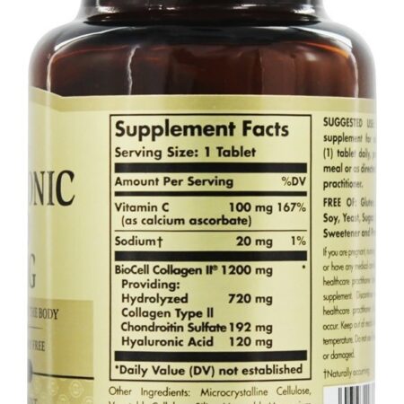 Ácido Hialurônico 120 mg. – 30 Tablets Solgar — foto 2