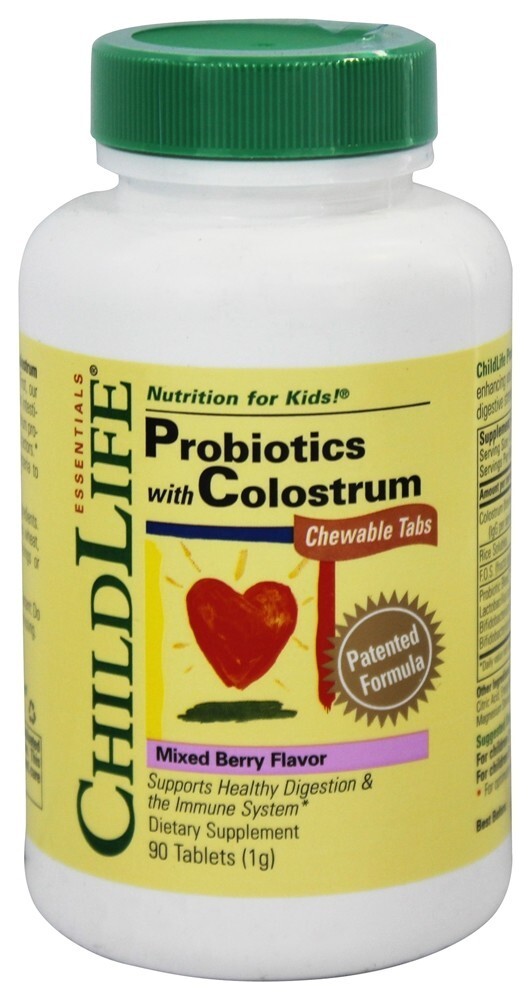 Probiotics Plus Colostro Sabor Baga Misturada - 90 comprimidos mastigáveis Child Life Essentials