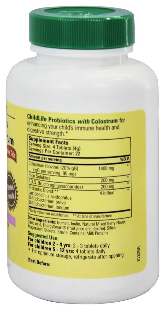 Probiotics Plus Colostro Sabor Baga Misturada - 90 comprimidos mastigáveis Child Life Essentials - Imagem 2