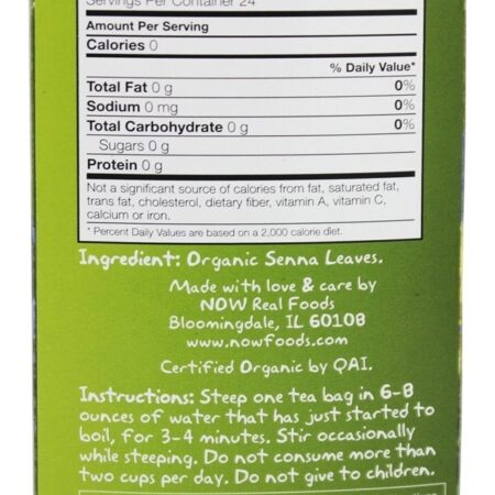 Alívio para constipação ocasional Senna Tea - 24 Saquinhos de Chá NOW Foods - Imagem 2