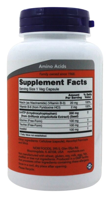 5-HTP Potência Dupla Suporte Neurotransmissor 200 mg. - Cápsulas vegetarianas 120 NOW Foods - Image 2