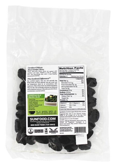 Pitted Peruano Preto Botija Azeitonas 227 g. - 8 oz. Sunfood Superfoods - Image 2