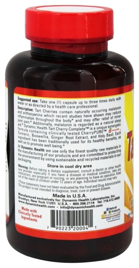 Cereja Azeda com CherryPURE Fórmula Anti-Inflamatória - Cápsulas vegetarianas 60 Dynamic Health - Image 3