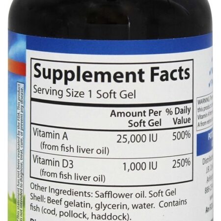 Vitamina A e D / 25.000 UI e 1,000 UI - 250 Softgels Carlson Labs - Imagem 2