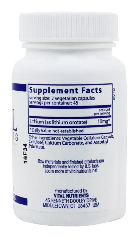 Orotato de Lítio 5 mg. - Cápsulas vegetarianas 90 Vital Nutrients - Image 2