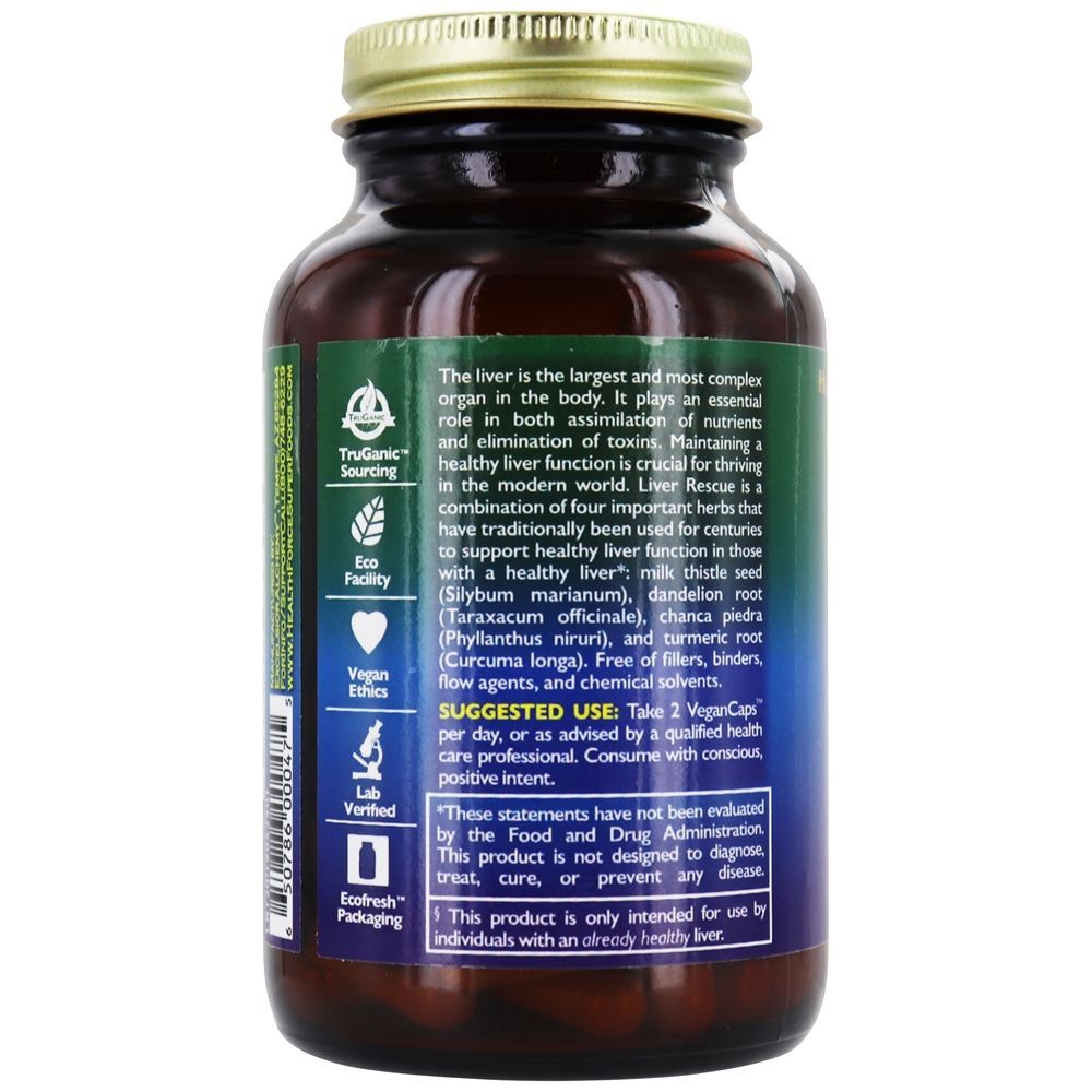 Versão de resgate hepático 6 - 120 Tampas veganas HealthForce Superfoods - Imagem 3