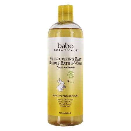 Banho de borbulhas hidratante para bebé e lavagem de leite de aveia e calêndula - 15 fl. oz. Babo Botanicals